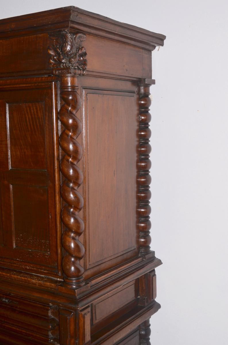 Buffet 2 Corps In Walnut Of The 17th Century-photo-3