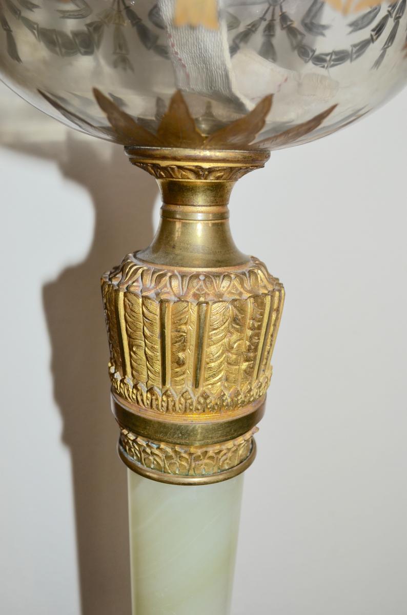 Lampe En Bronze Doré Et Marbre 19eme Siècle-photo-4