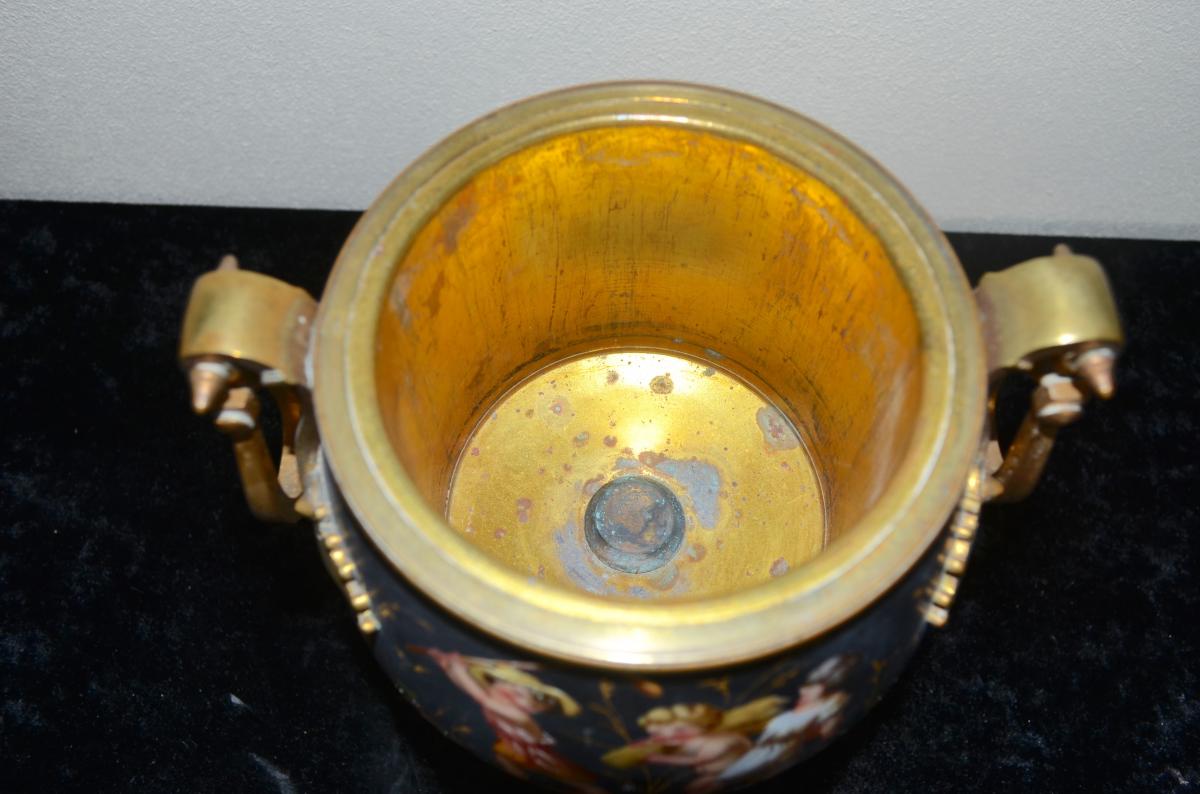 Lampe A Pétrole En Bronze Et Porcelaine 19eme siècle -photo-2