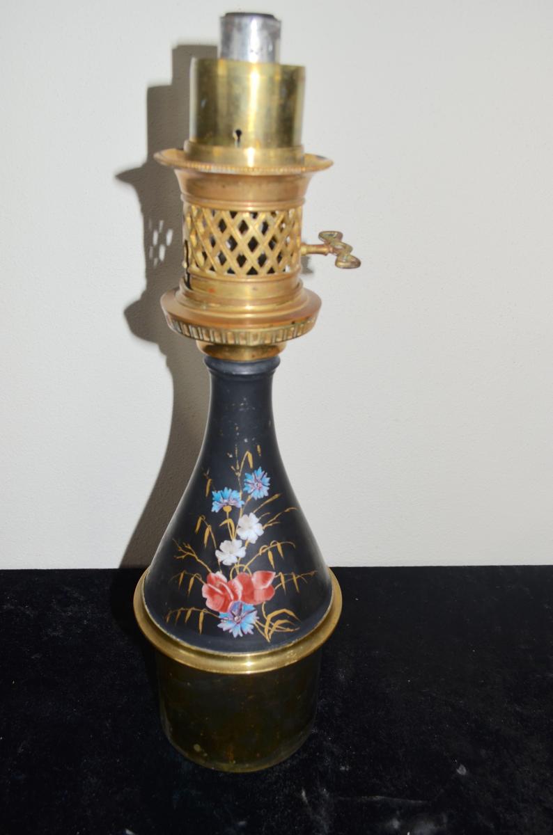 Lampe A Pétrole En Bronze Et Porcelaine 19eme siècle -photo-4