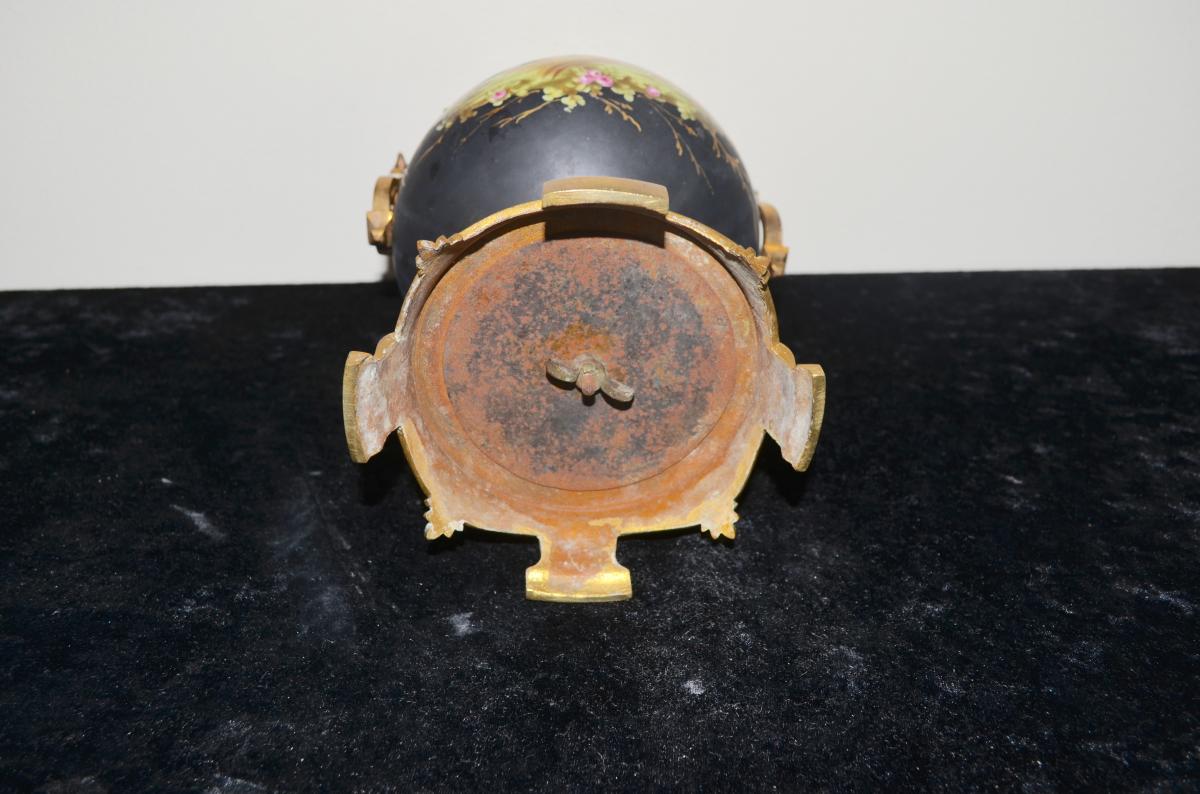 Lampe A Pétrole En Bronze Et Porcelaine 19eme siècle -photo-6