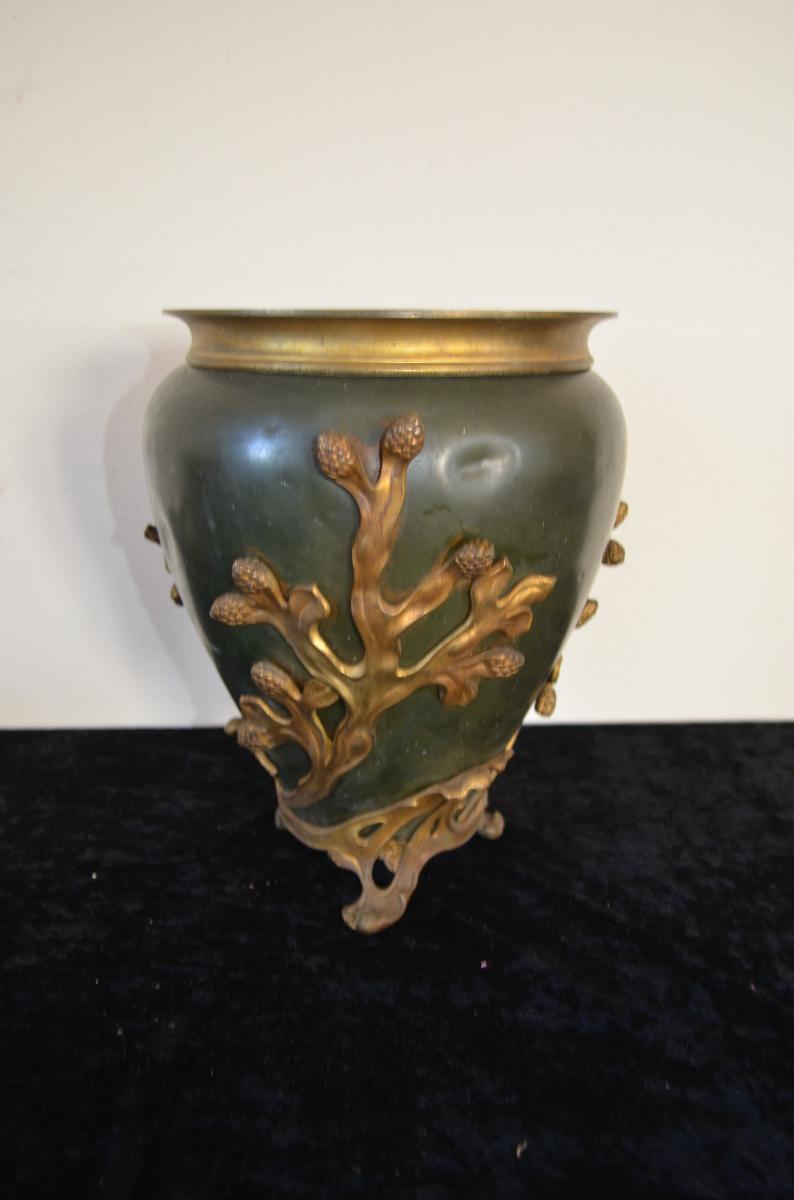 jardinière en bronze doré et a patine verte époque fin 19eme siècle-photo-4