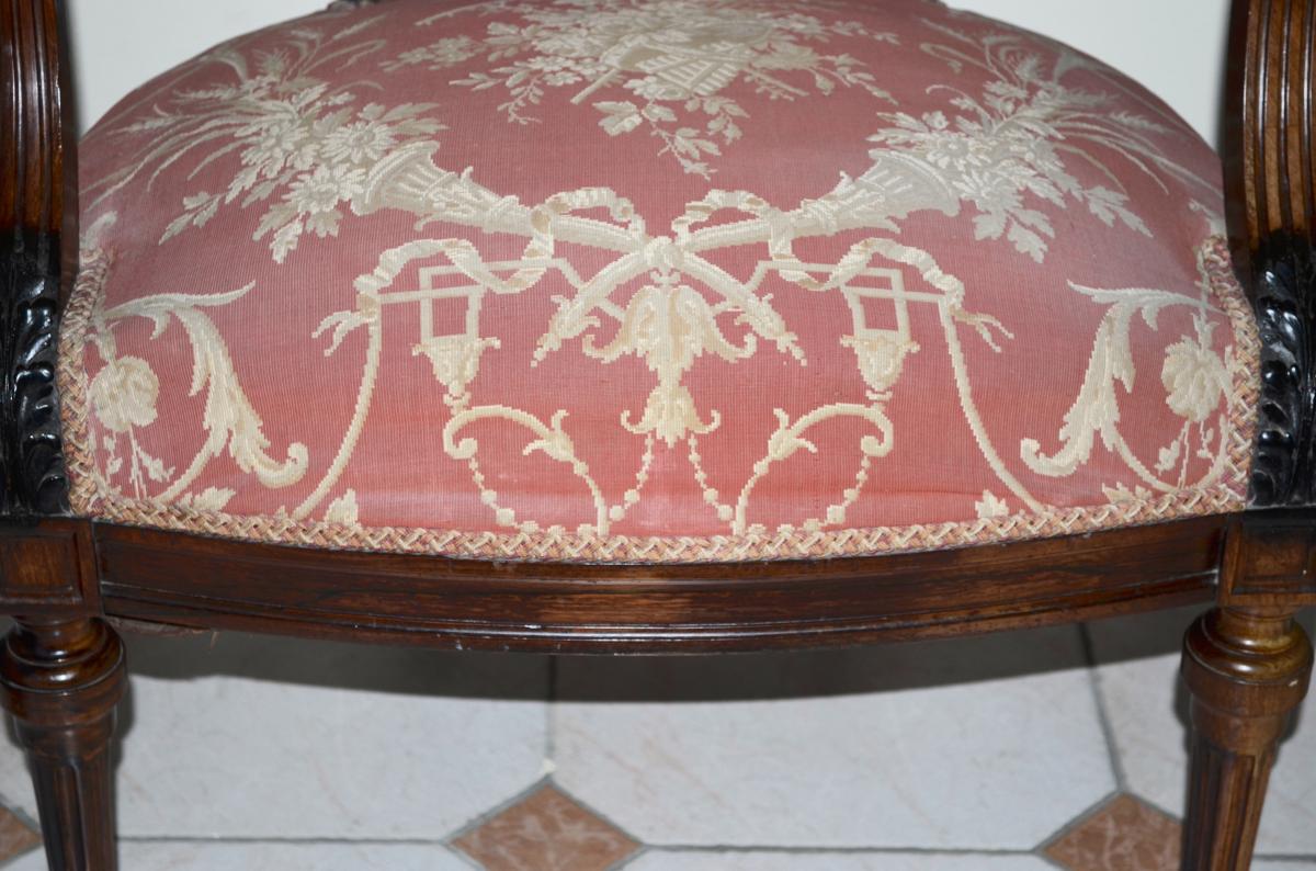 Paire De Fauteuils A Médaillon d'époque Napoléon III En Palissandre -photo-4