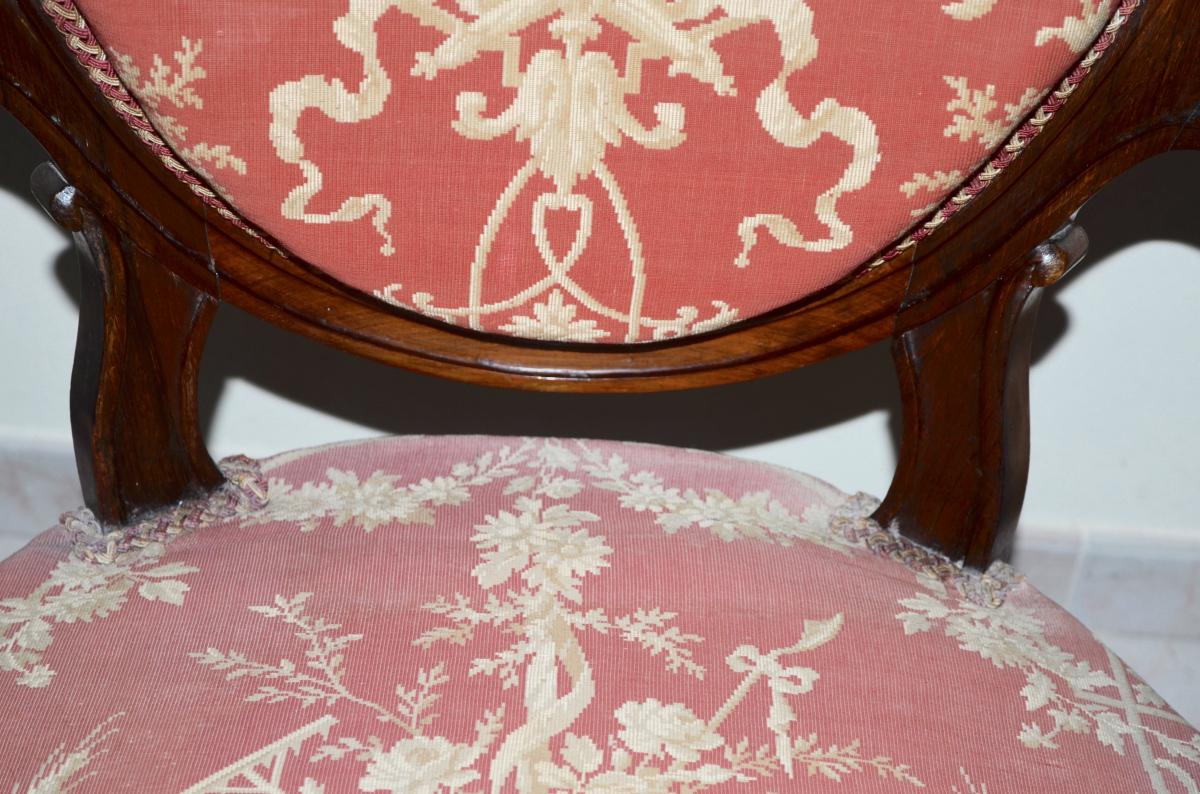 Pair Of Armchairs A Medallion Napoleon III In Rosewood-photo-6