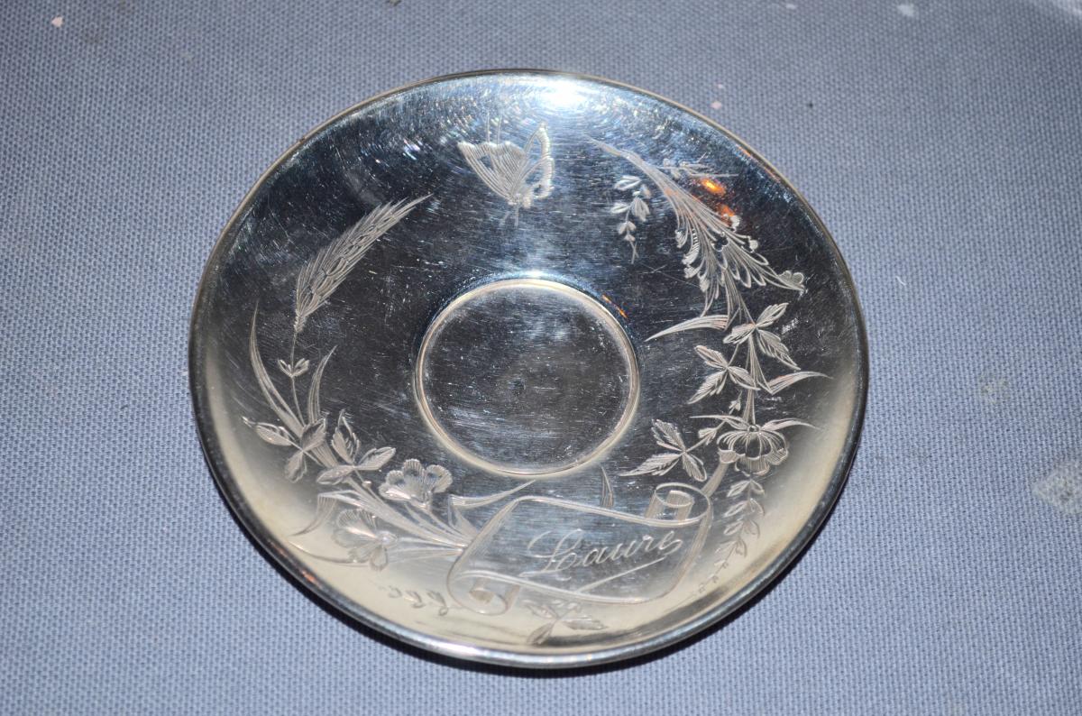 Paire De Tasses En Argent Massif Fin 19eme Siècle -photo-2