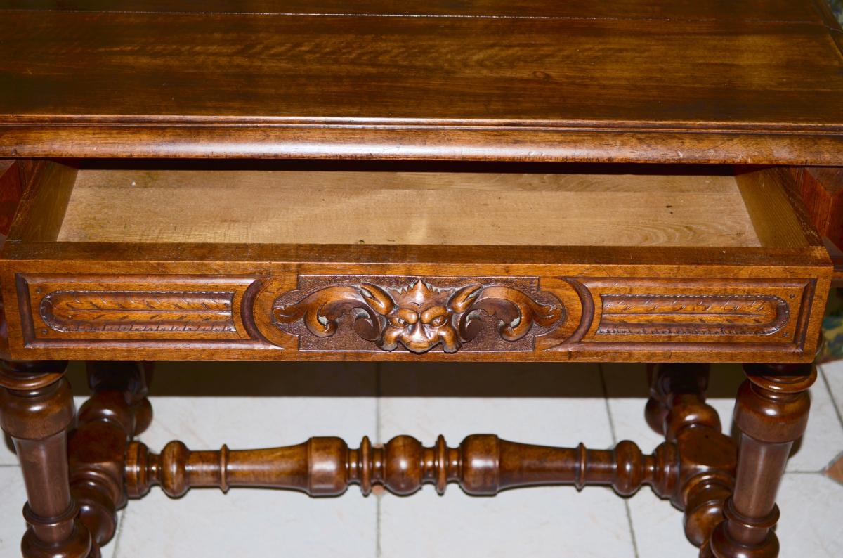 Table / Desk In Walnut 19th Century-photo-3