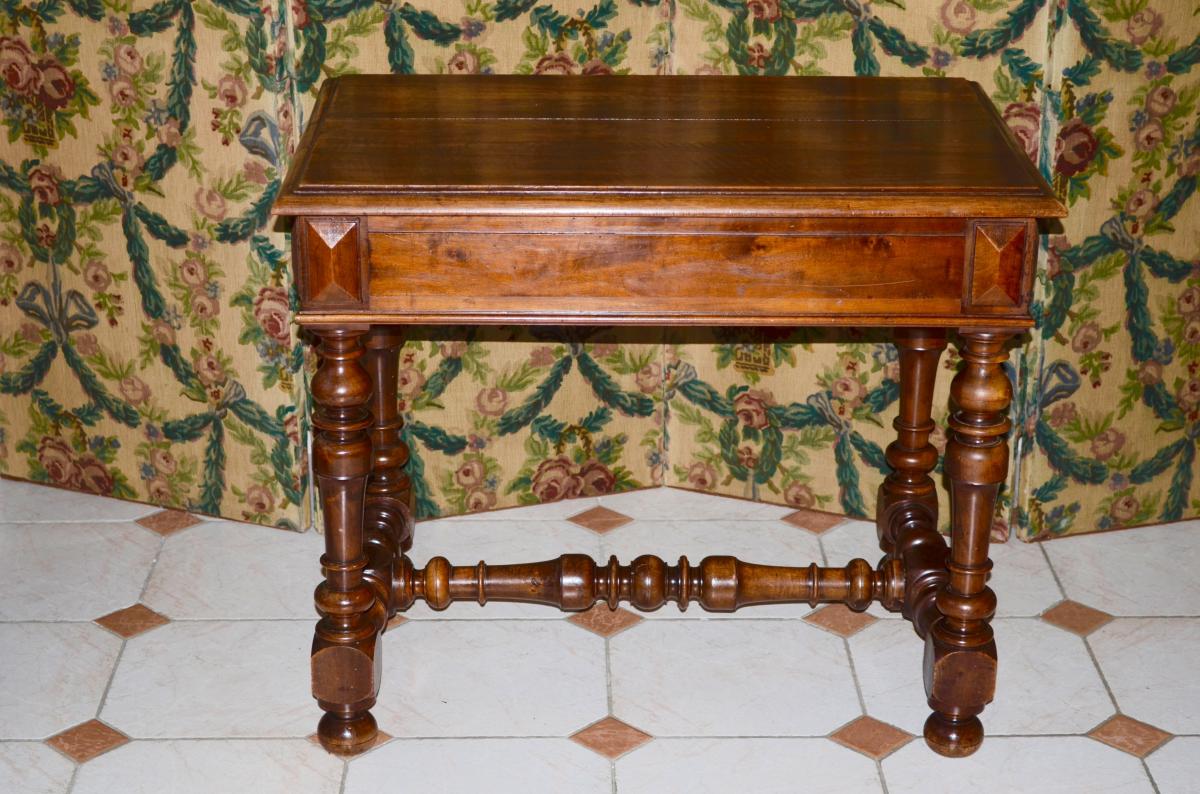 Table / Desk In Walnut 19th Century-photo-4