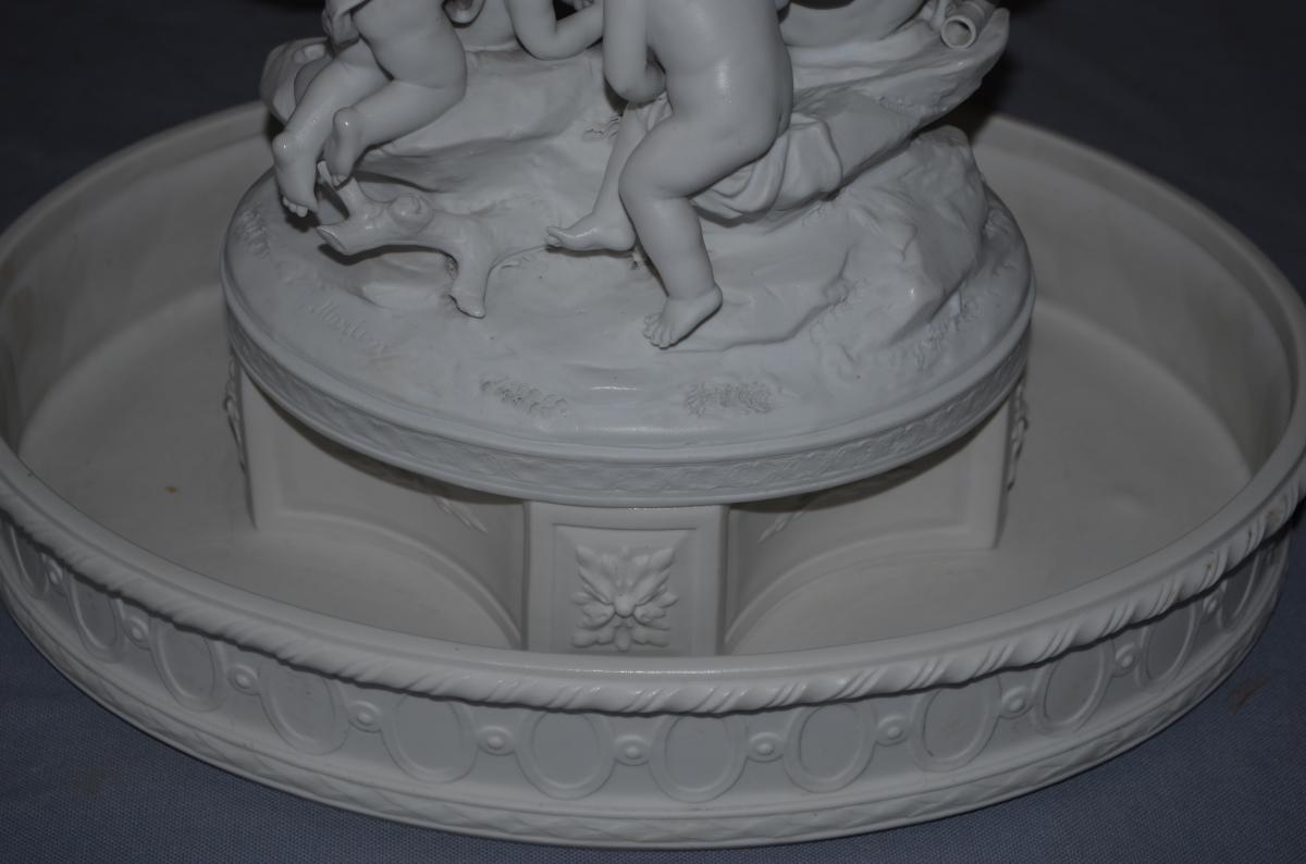 Centerpiece Biscuit In "putti" Signed Marion-photo-5