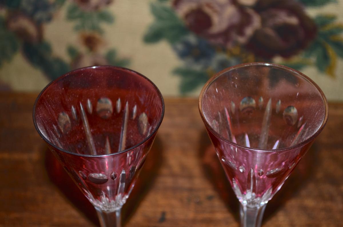 6 Colored Wine Glasses In Baccarat Crystal-photo-2