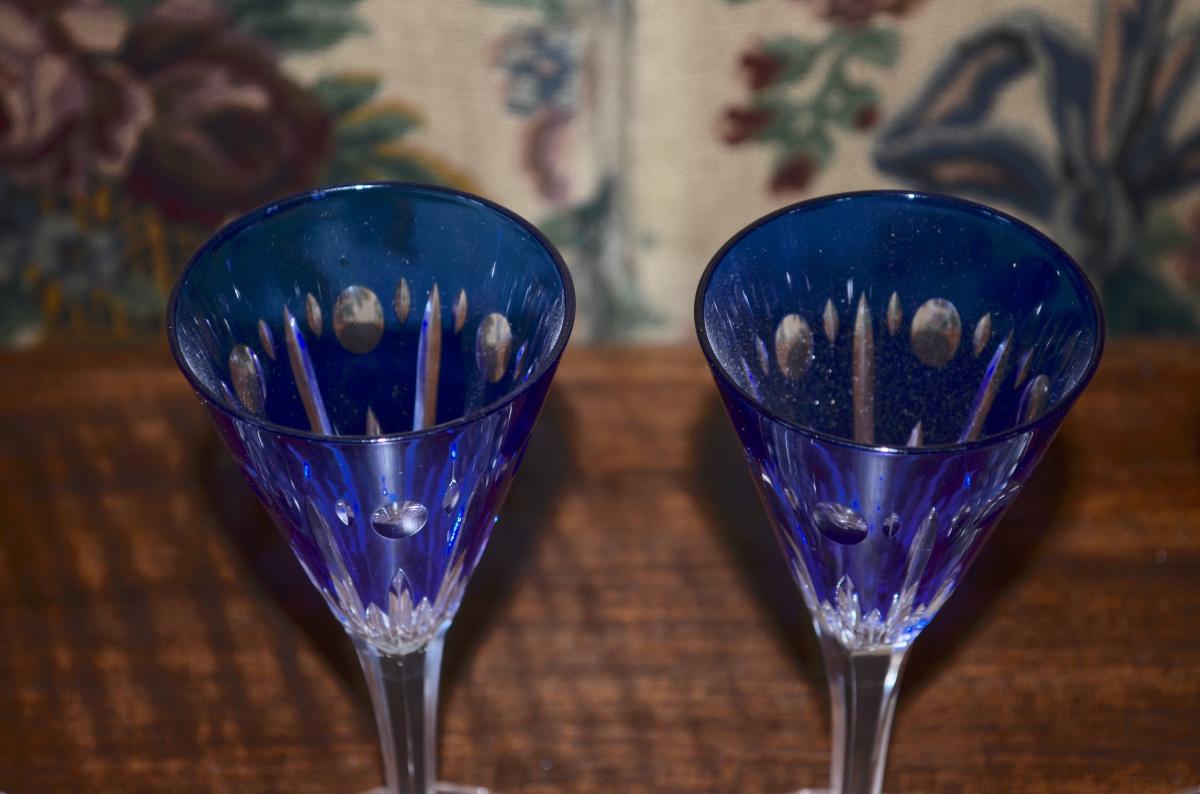 6 Colored Wine Glasses In Baccarat Crystal-photo-3
