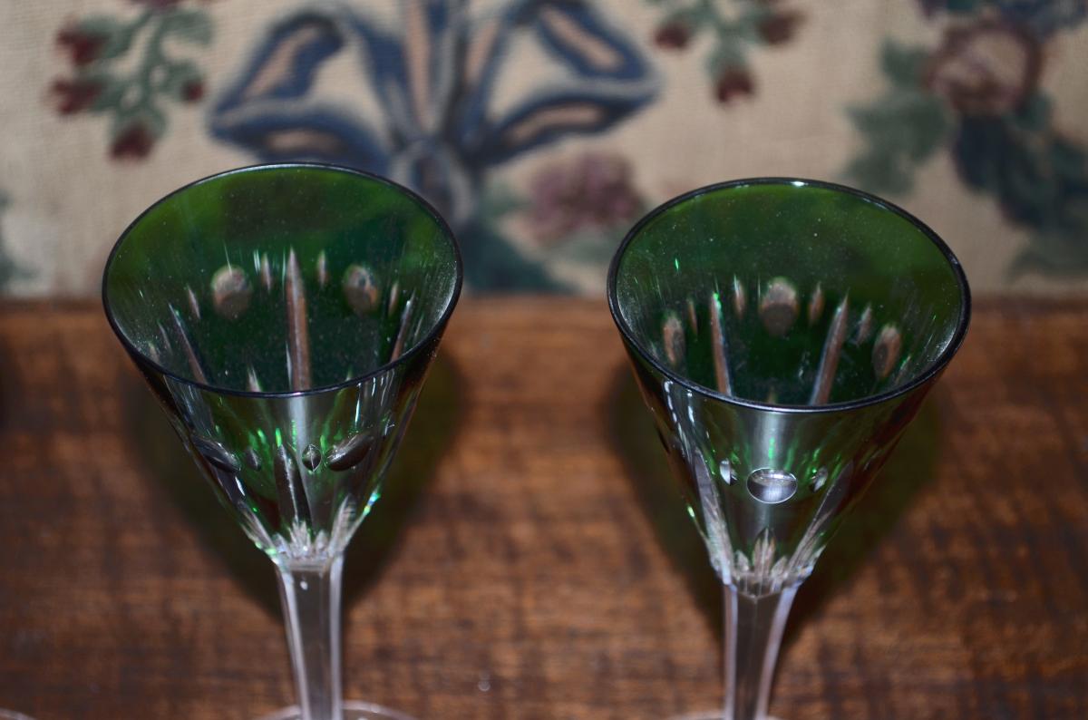 6 Colored Wine Glasses In Baccarat Crystal-photo-4
