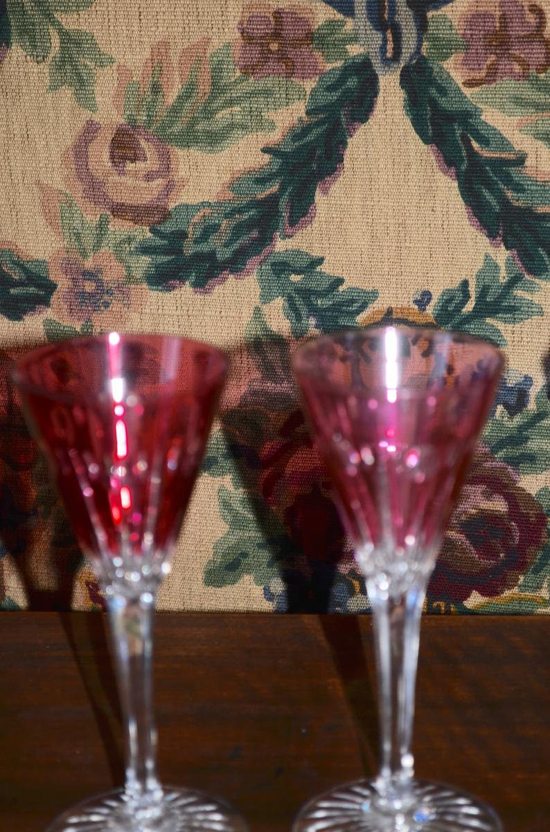 6 Verres A Vin De Couleur En Cristal De Baccarat -photo-1