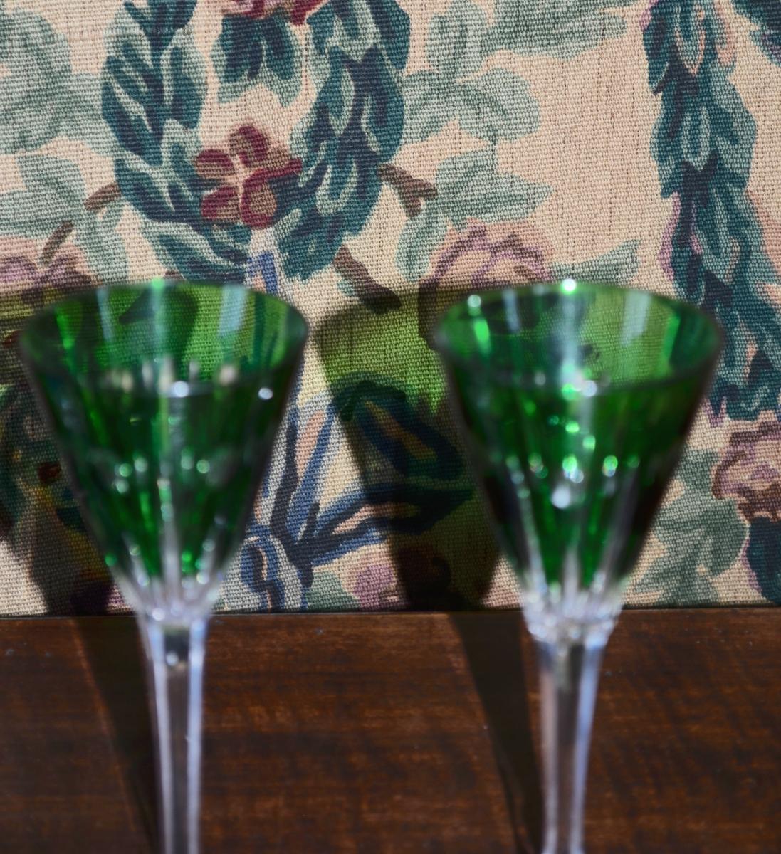 6 Colored Wine Glasses In Baccarat Crystal-photo-3