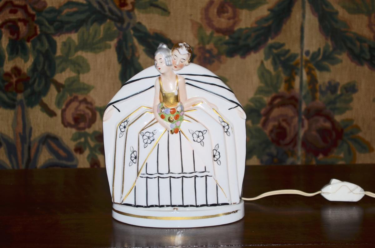 Vintage Porcelain Lamp / Night Light Art Deco