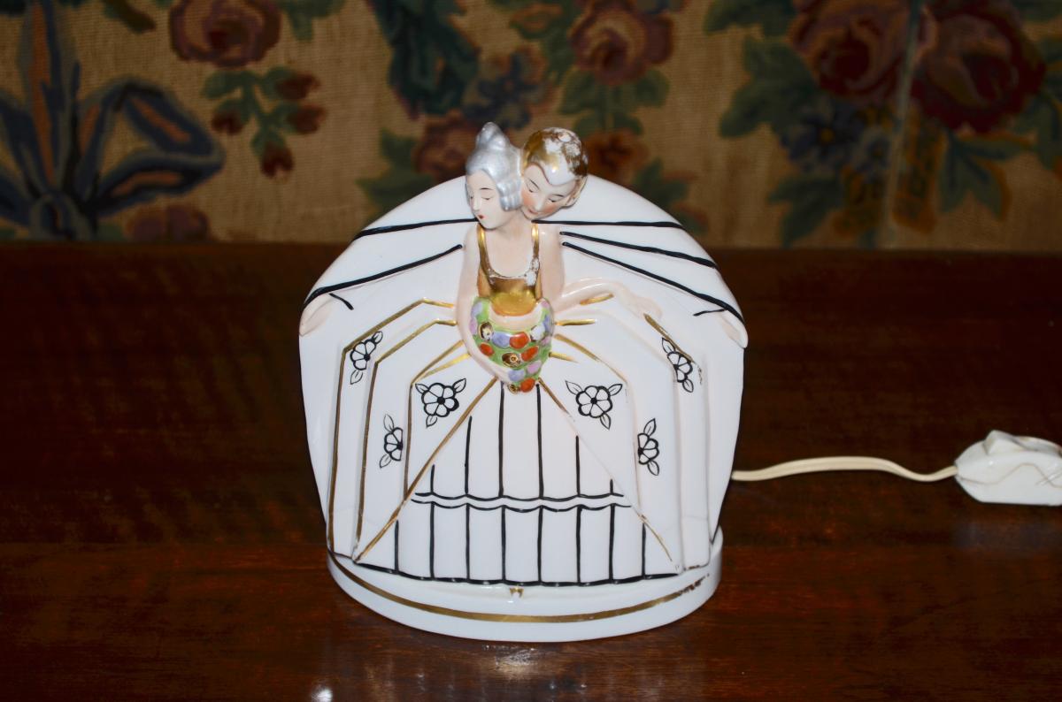 Vintage Porcelain Lamp / Night Light Art Deco-photo-2
