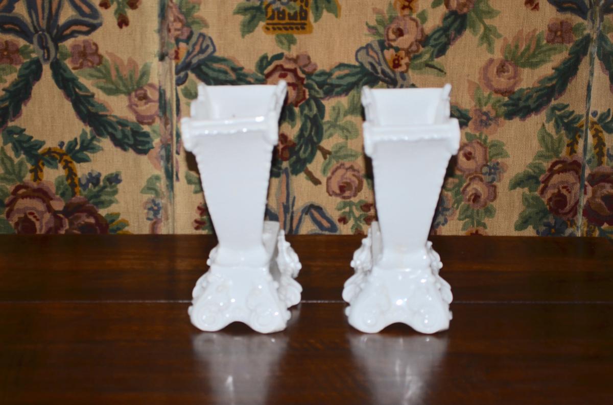 Paire De Vases En Porcelaine "vieux Paris" Début 19eme Siècle -photo-1