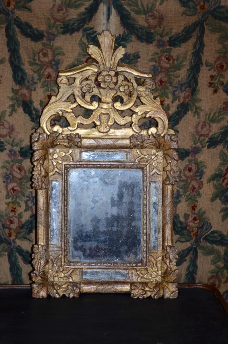 Miroir En Bois Doré d'époque louis XIV 