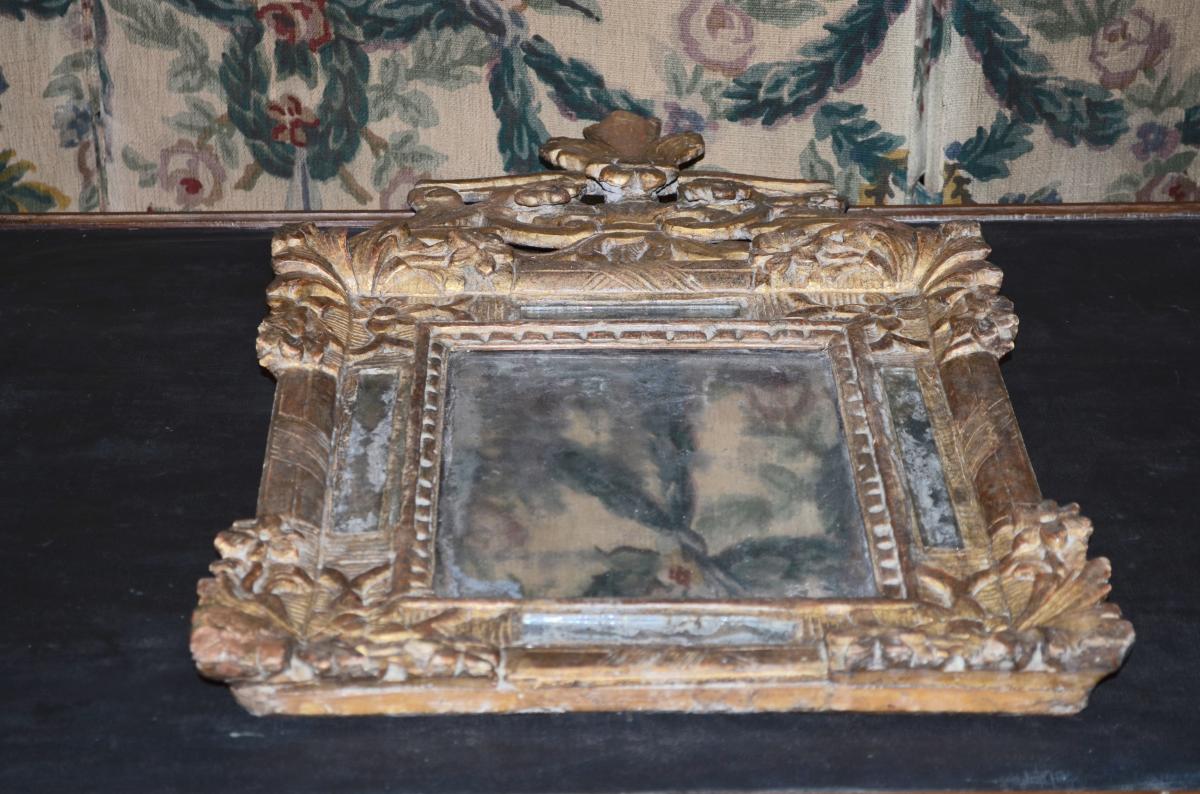 Miroir En Bois Doré d'époque louis XIV -photo-1