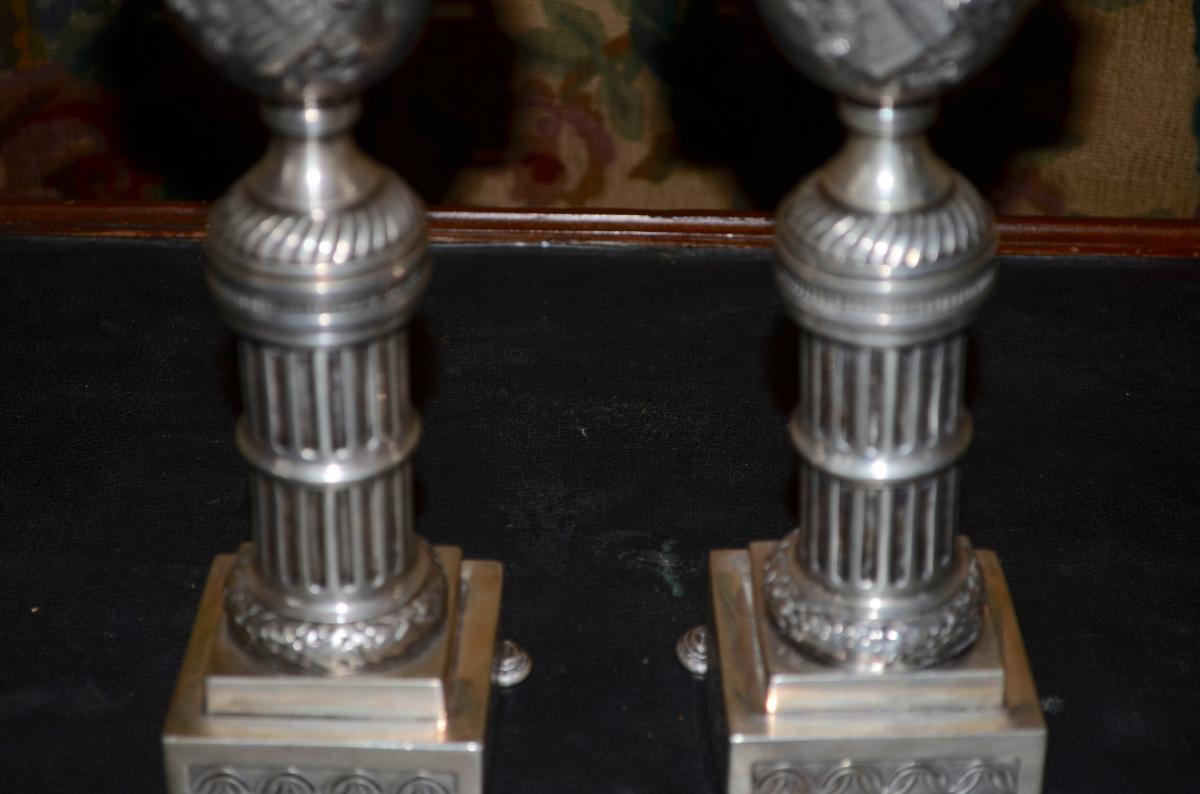 Pair Of Candlesticks In Sterling Silver XIXth Century-photo-4