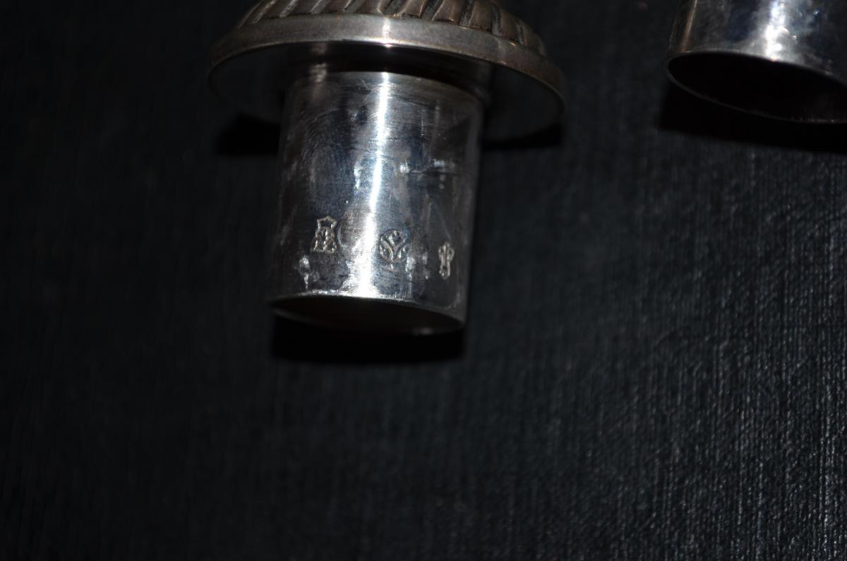 Pair Of Candlesticks In Sterling Silver XIXth Century-photo-4
