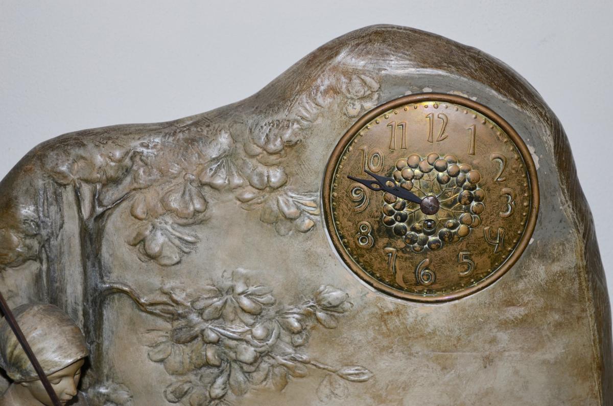 Goldscheider, Pendulum Terracotta 19th Century-photo-4