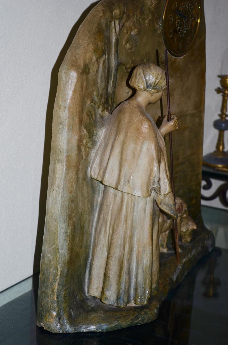Goldscheider, Pendulum Terracotta 19th Century-photo-3