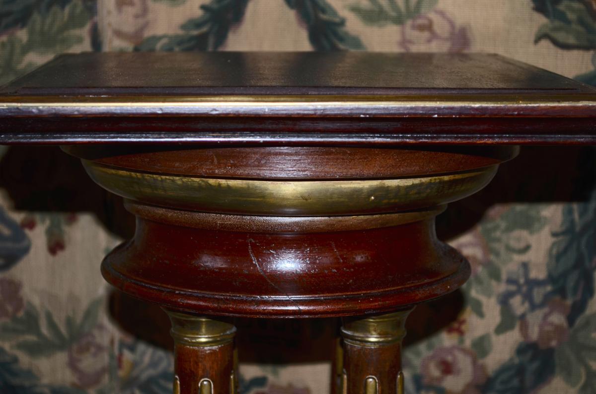 Bolster / Column Mahogany And Bronze 19th Century-photo-1