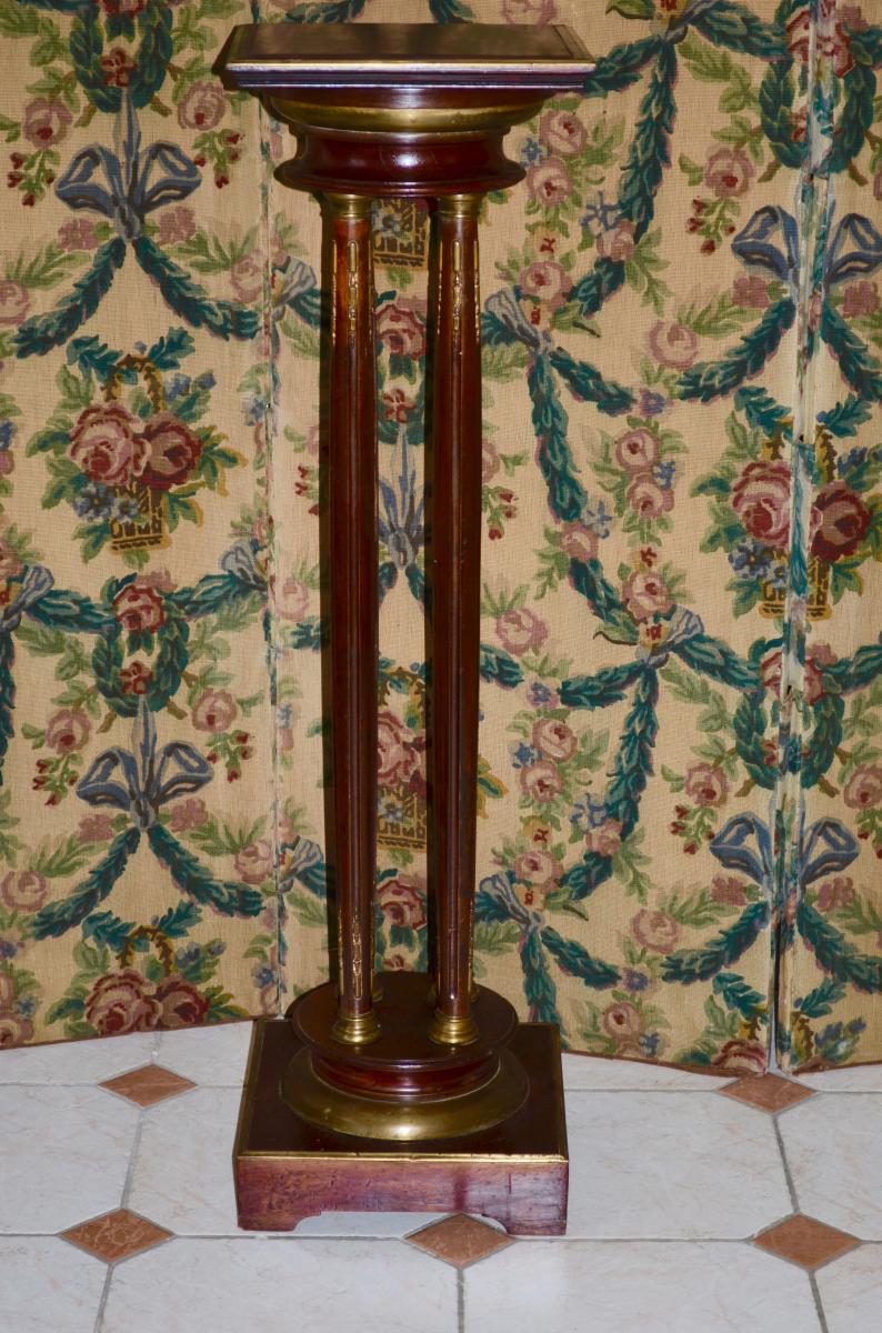 Bolster / Column Mahogany And Bronze 19th Century-photo-6