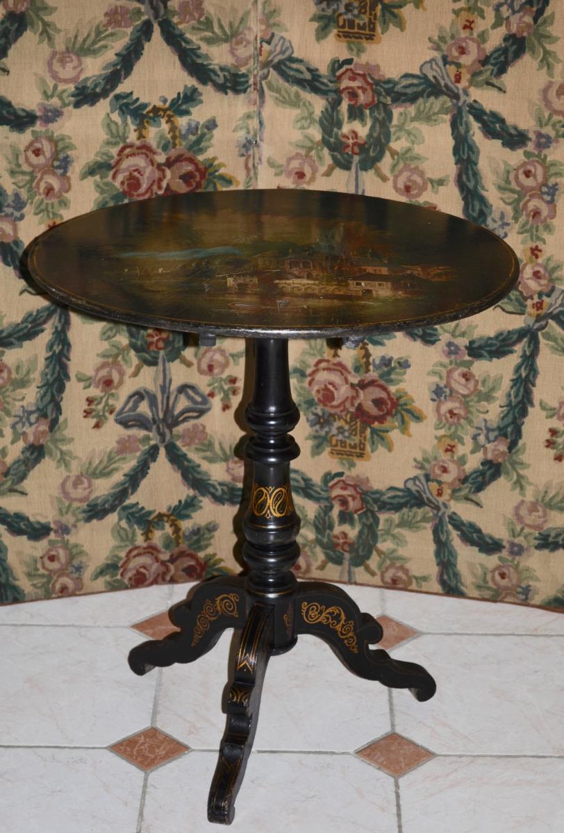 Painted Wooden Pedestal Napoleon III-photo-2