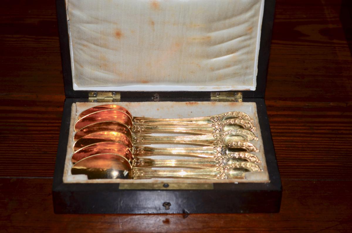 Serie De 6 Cuillères A Café En Vermeil époque Napoléon III