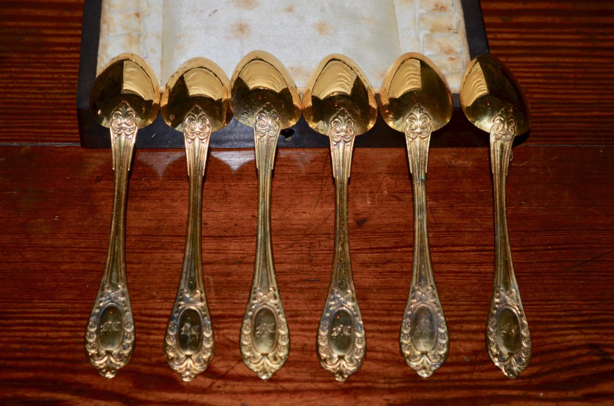 Serie De 6 Cuillères A Café En Vermeil époque Napoléon III-photo-4
