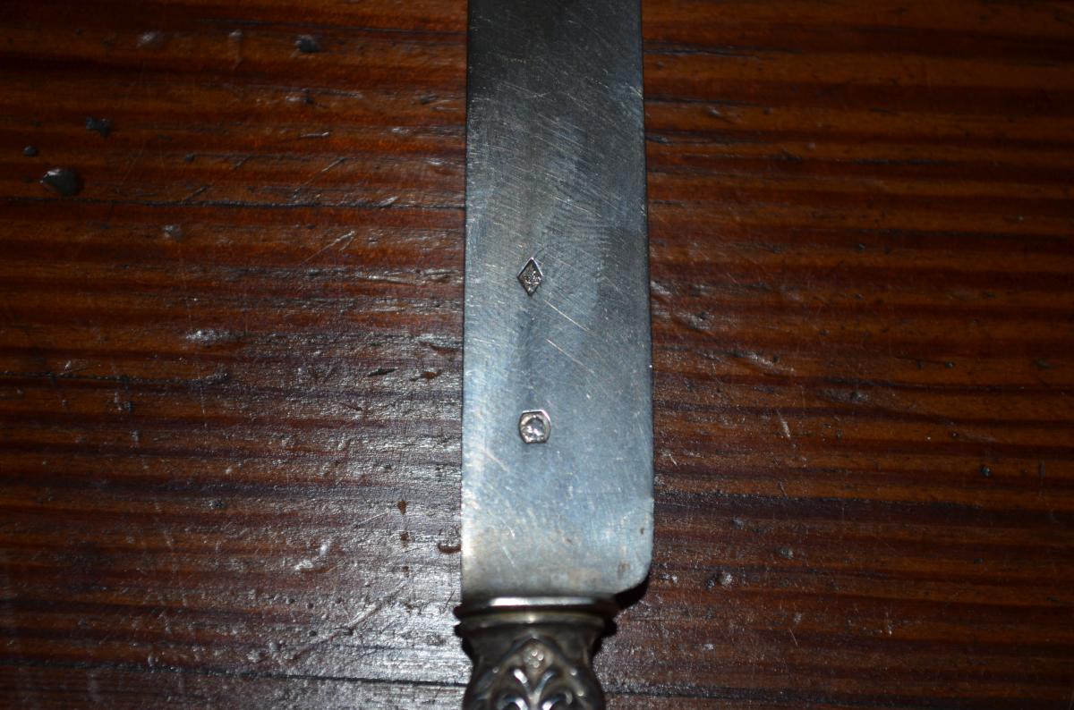 Série De 12 Couteaux En Argent Massif -photo-4