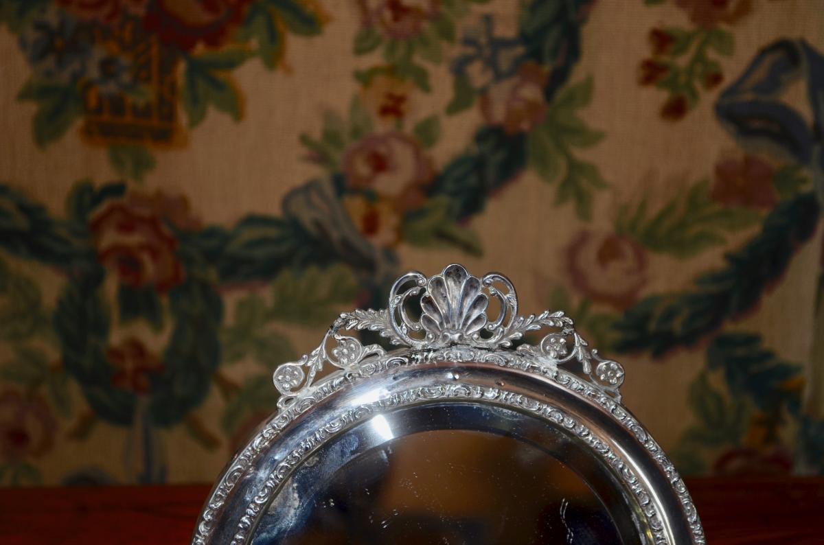 Miroir De Table De Toilette Argent Massif Angleterre XIXeme Siècle -photo-2