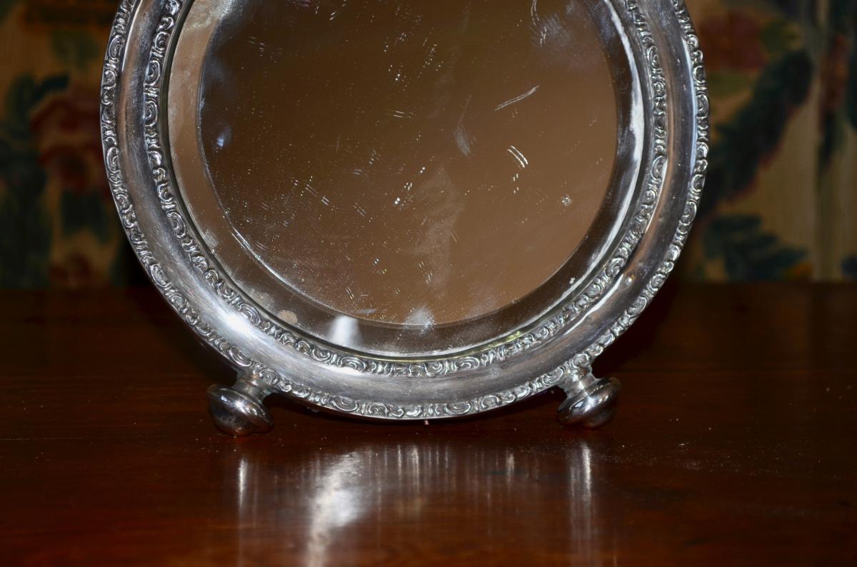 Miroir De Table De Toilette Argent Massif Angleterre XIXeme Siècle -photo-3