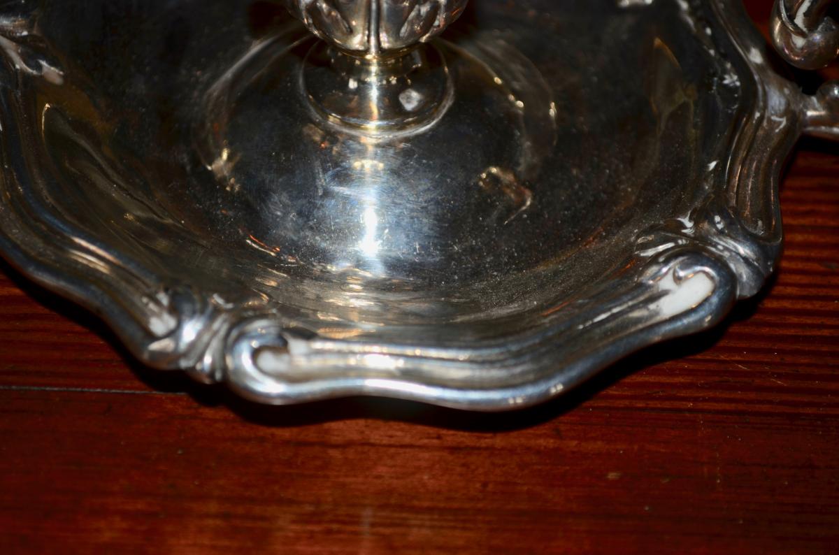 Bougeoir A Main En Argent Massif 19eme Siècle-photo-2