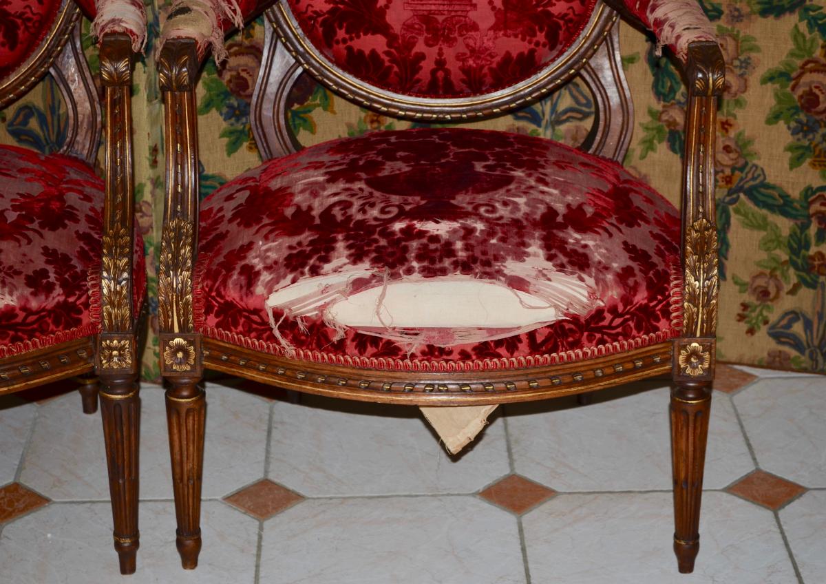 Pair Of Large Armchairs Medallion Louis XVI-photo-7