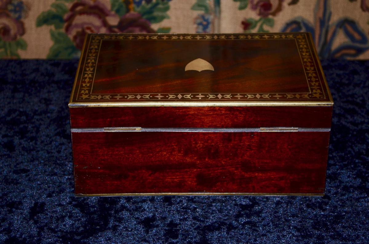 Coffret A Bijoux En Acajou Début 19eme Siècle -photo-2