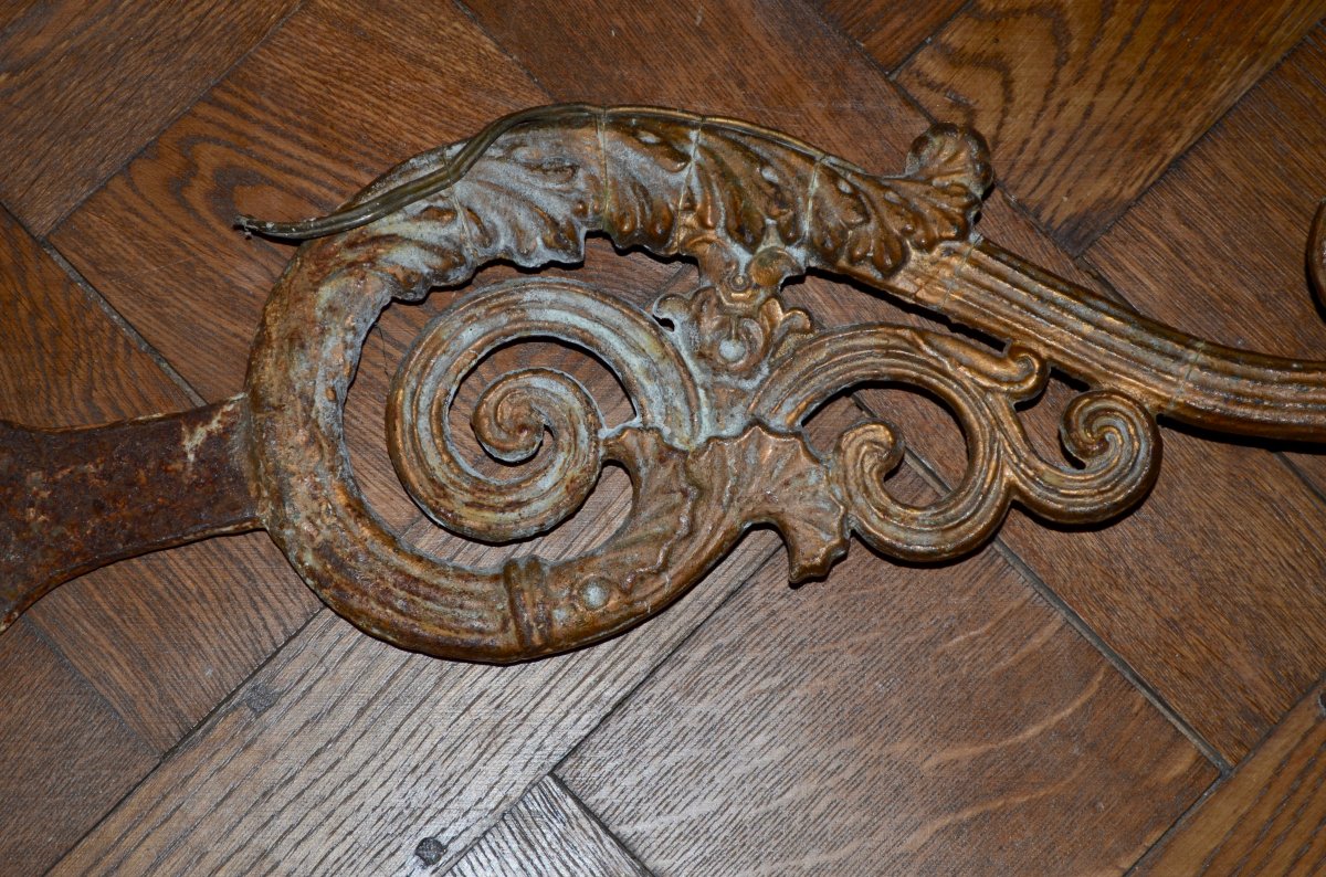 Pair Of Wall / Flare Cast Iron Restoration Period-photo-3