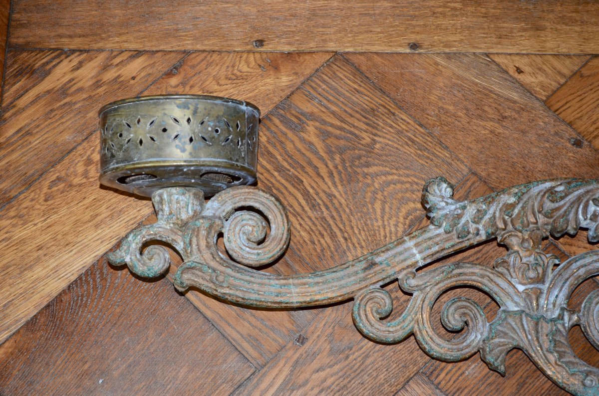 Pair Of Wall / Flare Cast Iron Restoration Period-photo-1