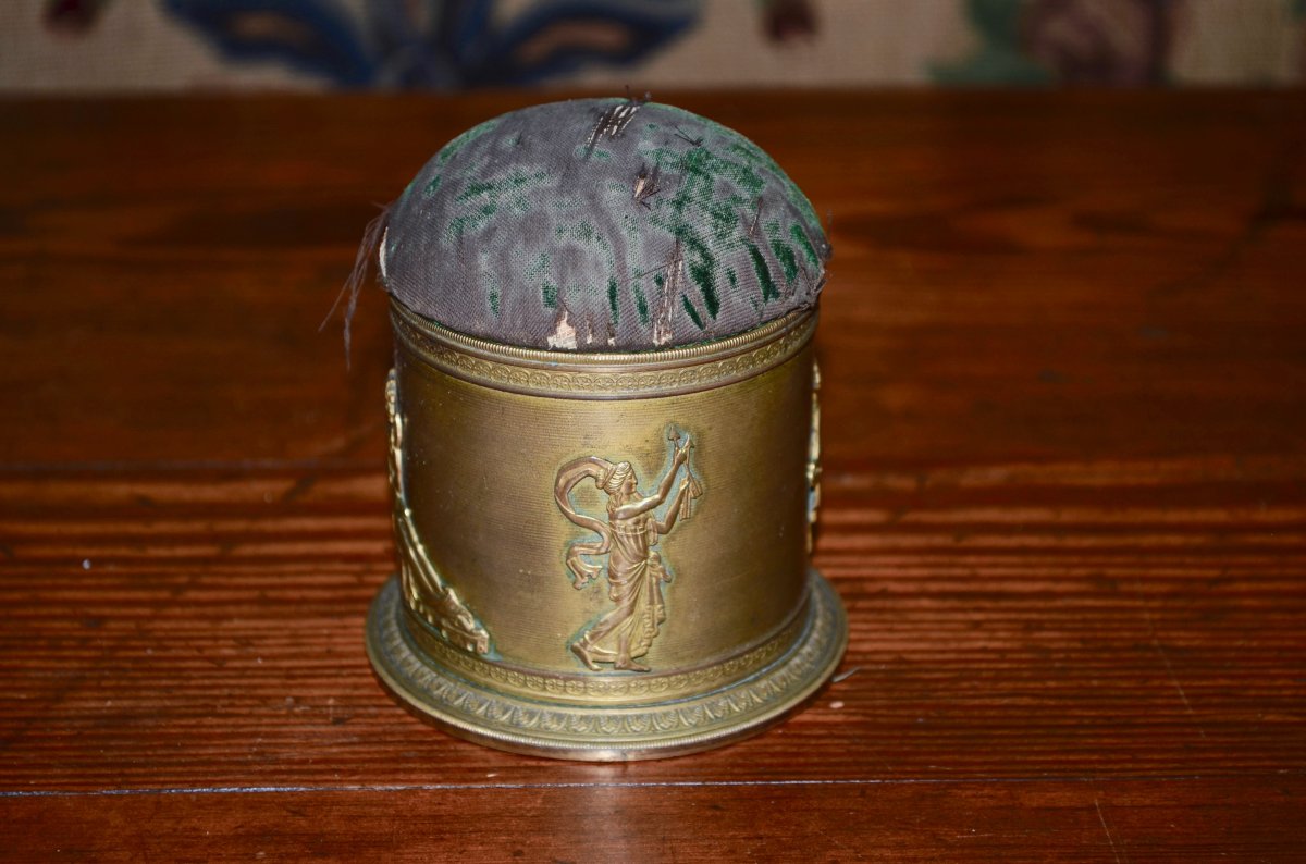 Needle Box In Golden Brass Restoration Period