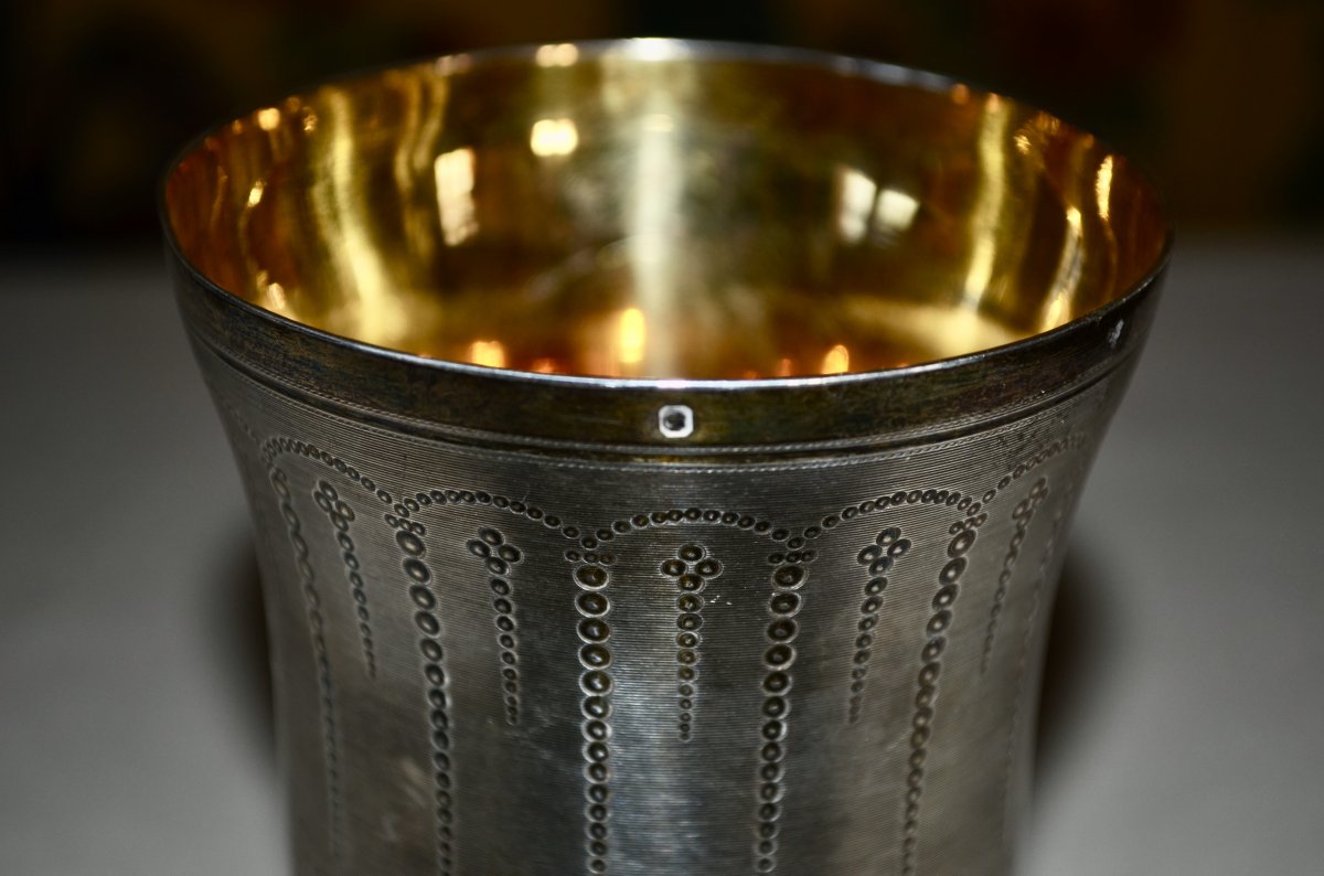 Cup / Chalice In Sterling Silver And Vermeil 19th Century-photo-2