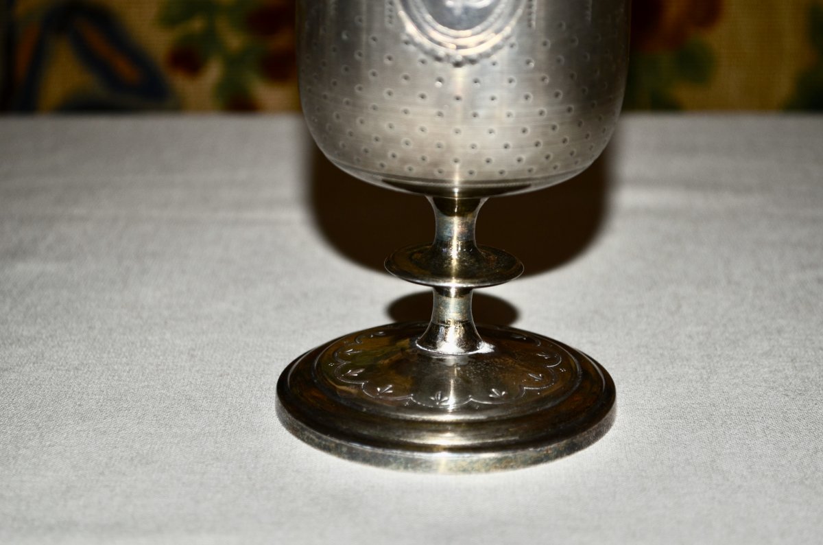 Cup / Chalice In Sterling Silver And Vermeil 19th Century-photo-4