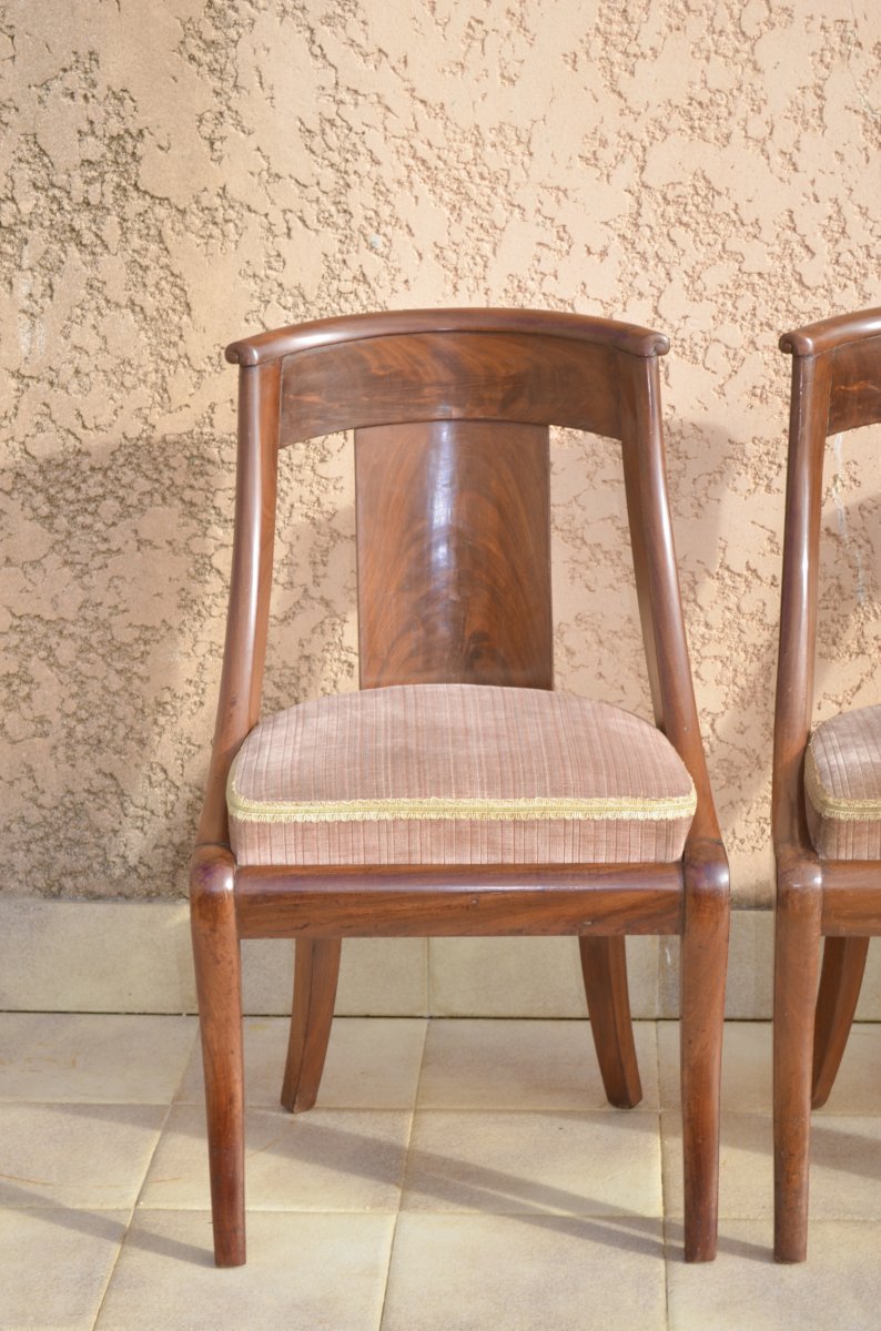 Suite Of 4 Chairs Gondolas Mahogany Time Restoration-photo-2