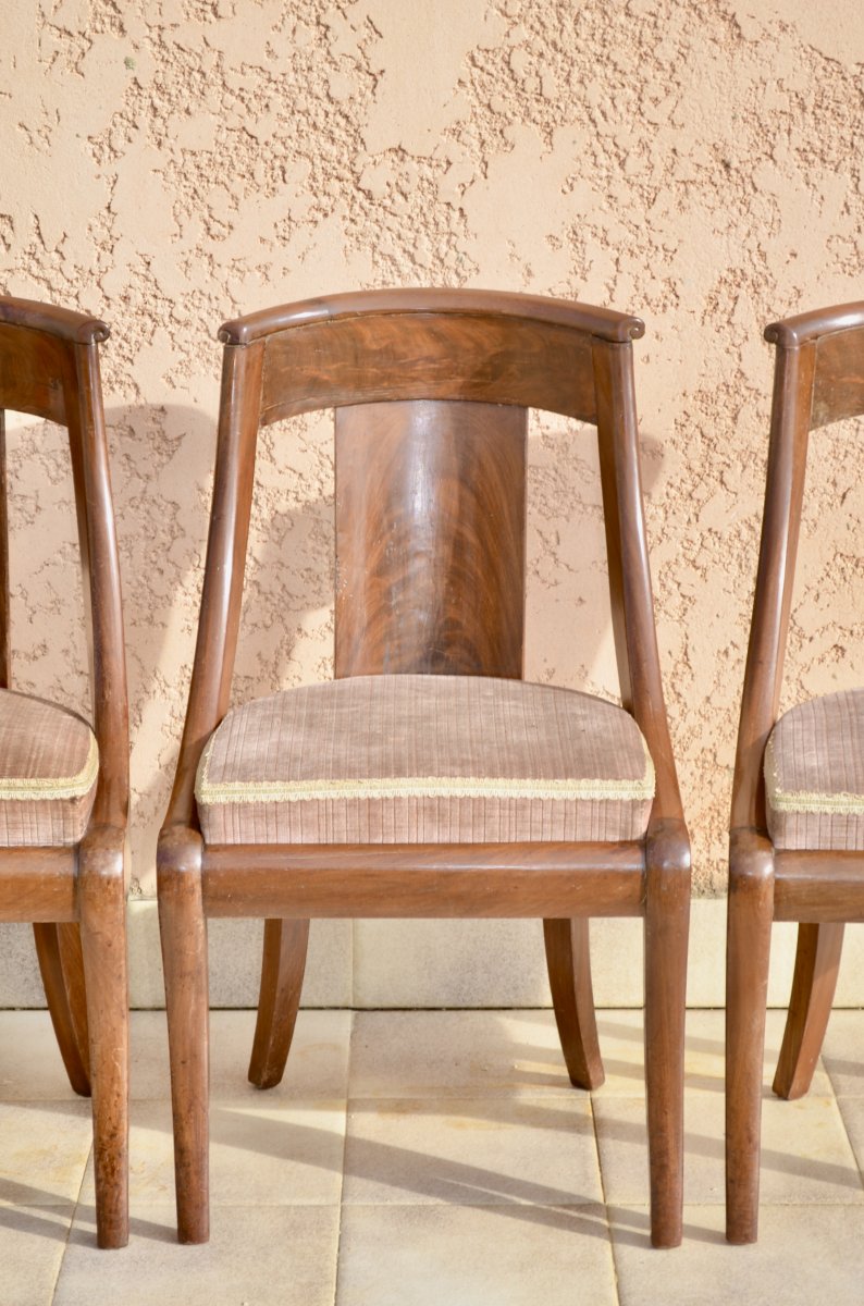 Suite Of 4 Chairs Gondolas Mahogany Time Restoration-photo-4