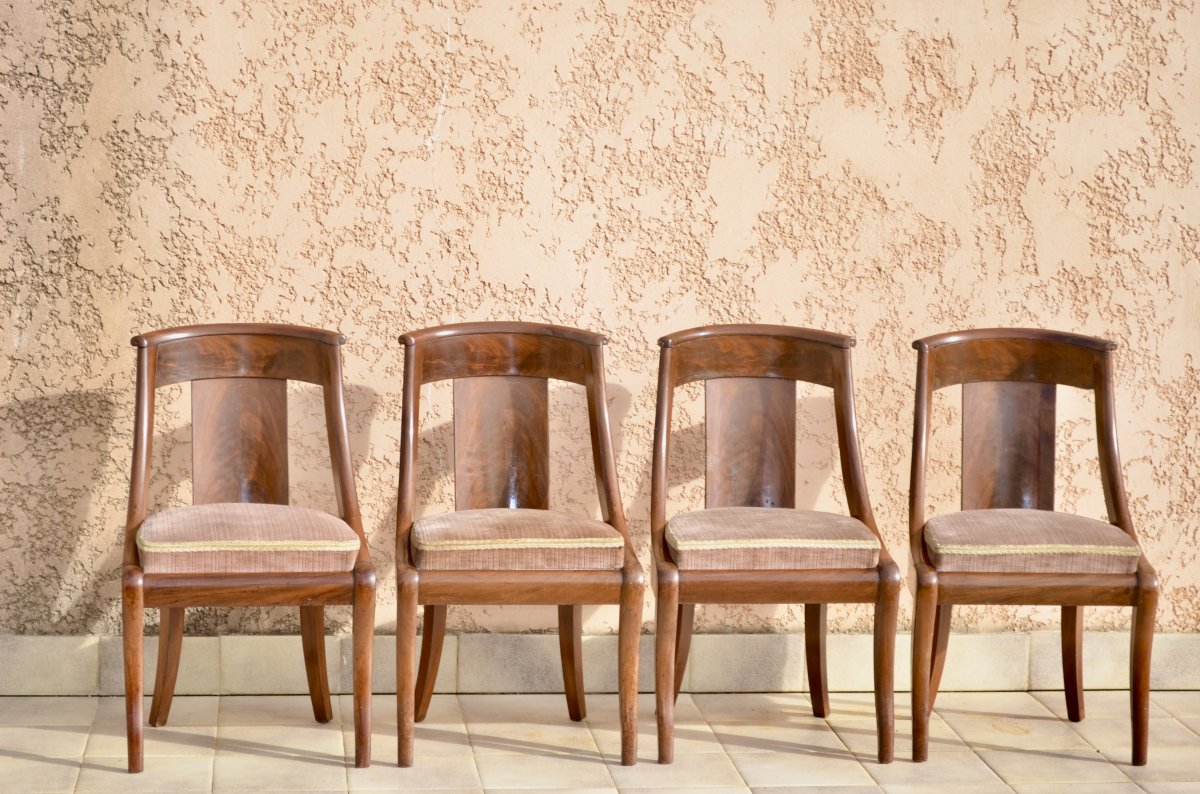 Suite Of 4 Chairs Gondolas Mahogany Time Restoration