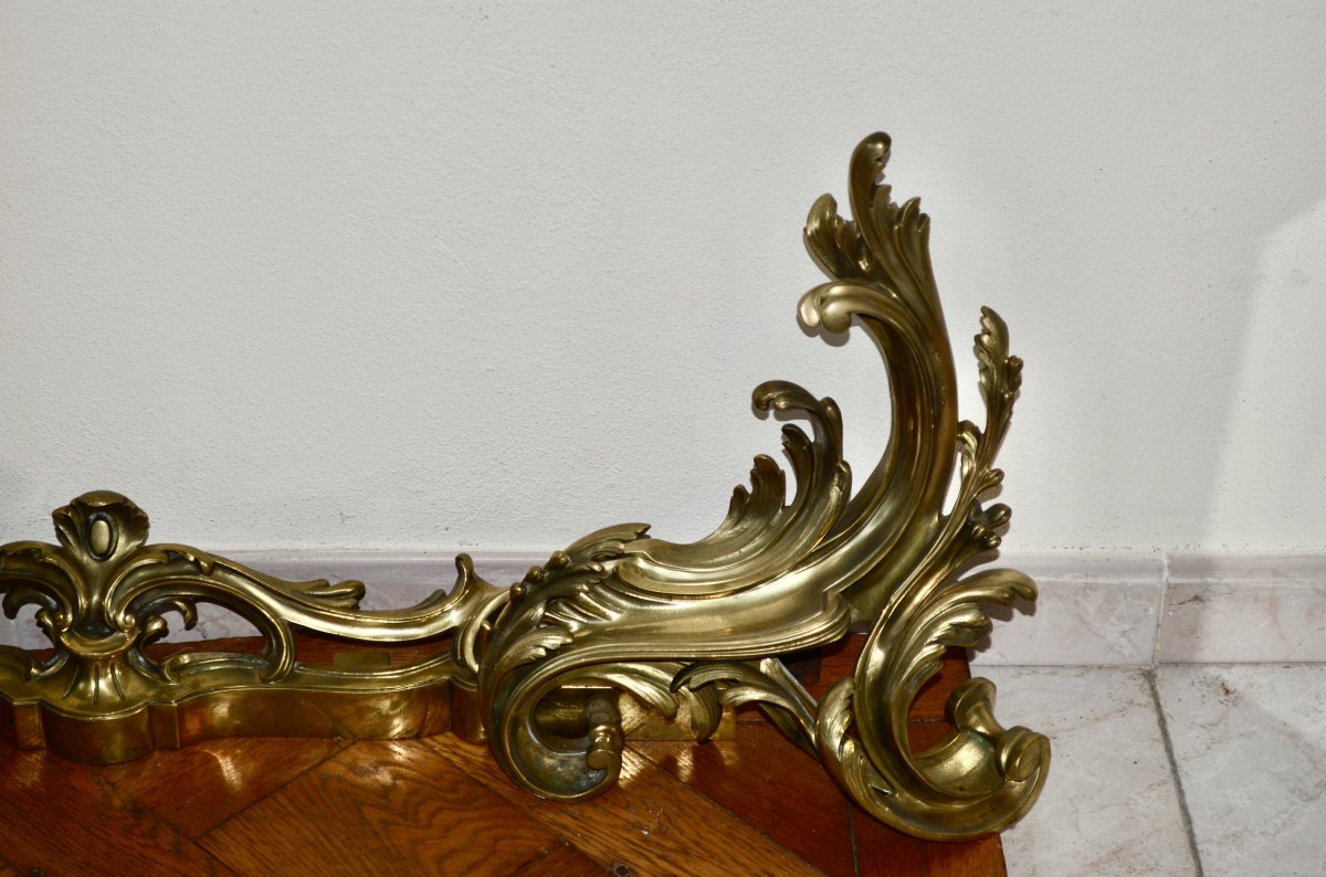 Pair Of Andirons In Gilt Bronze 18th Century-photo-2