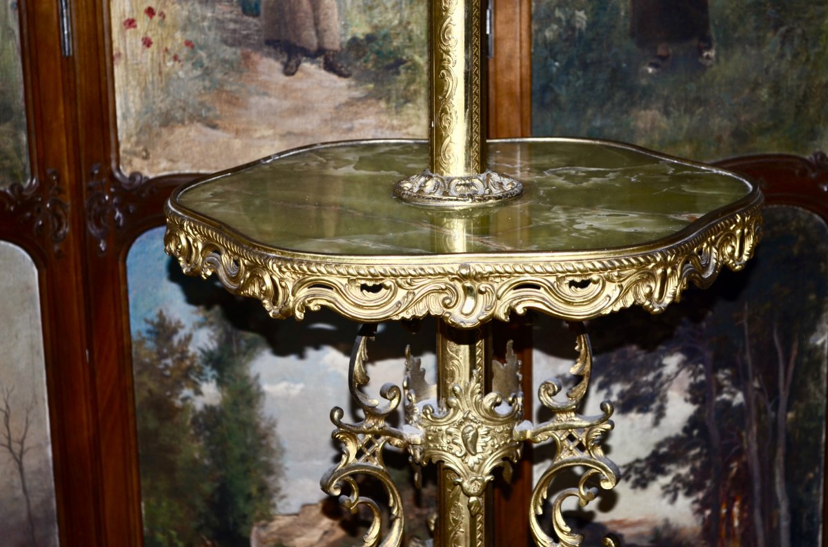 Lampadaire En Bronze Doré aux "putti" d'époque Napoléon III-photo-1