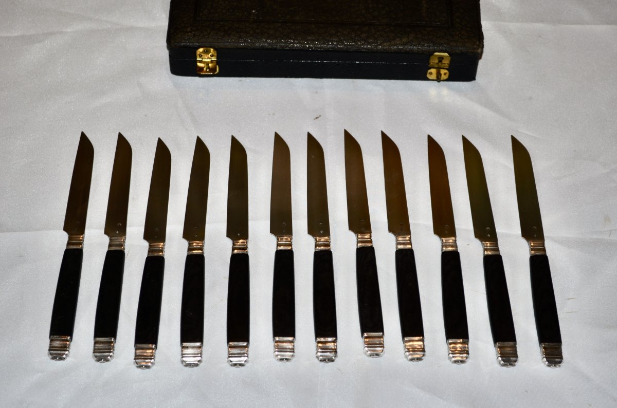 Suite Of 12 Knives In Sterling Silver 19th Century-photo-2