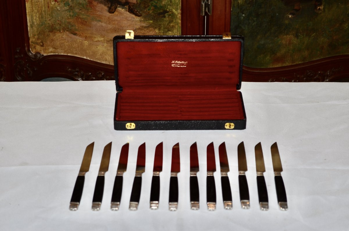 Suite Of 12 Knives In Sterling Silver 19th Century-photo-6