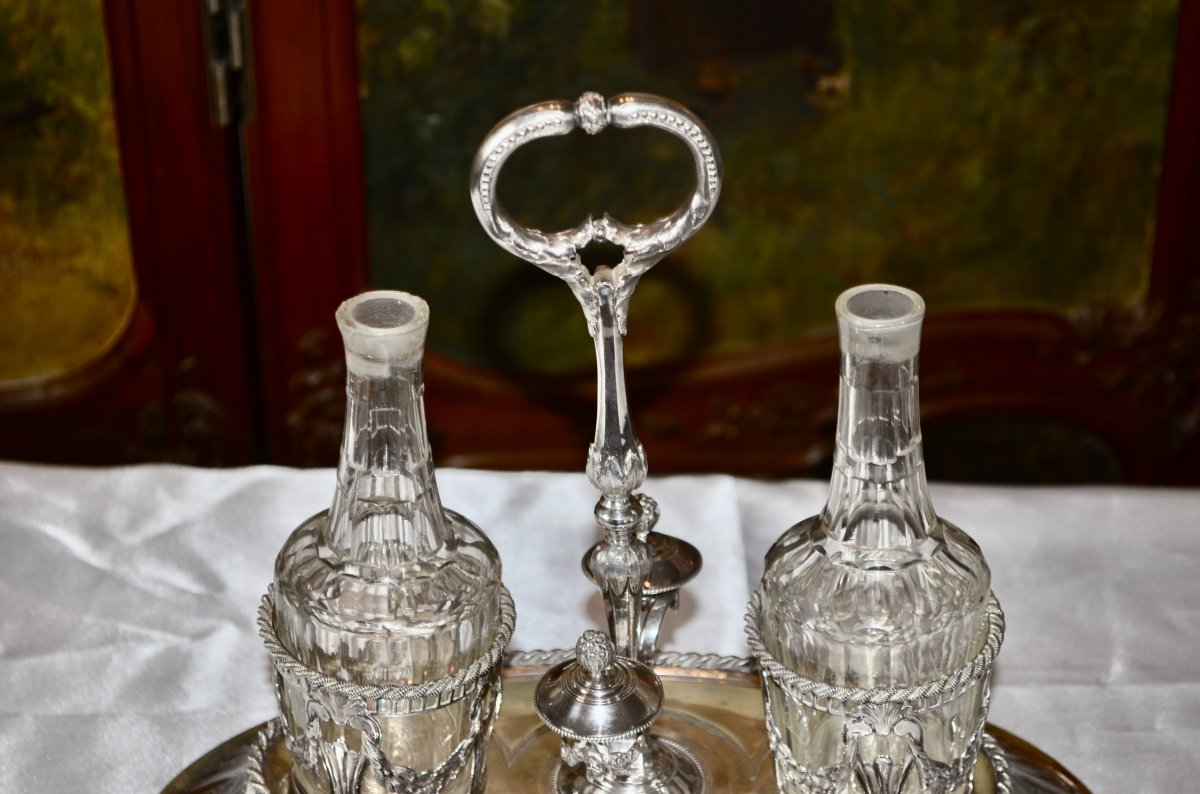 Vinegar Oil Cruet In Sterling Silver Paris Louis XVI Period-photo-1
